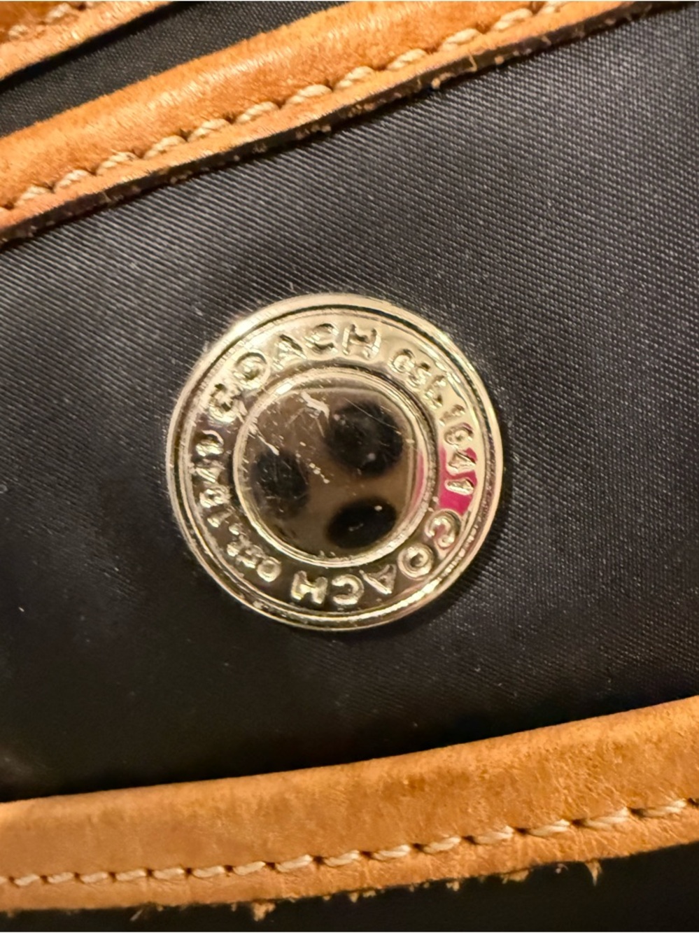 Coach 1941 Black Tote Bag with Light Blue Trim and Tan Accents - Picture 3 of 13